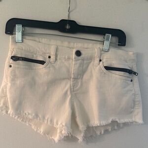 Blank NYC Women's White Frayed Hem Denim Cutoff Shorts